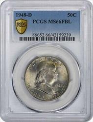 1948-D Franklin Silver Half Dollar MS66FBL PCGS
