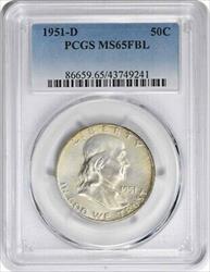 1951-D Franklin Half Silver Dollar MS65FBL PCGS