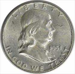 1951 Franklin Silver Half Dollar AU Uncertified #1128