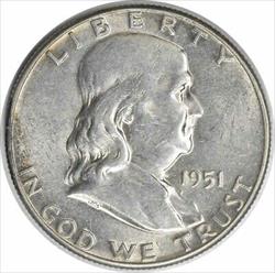 1951 Franklin Silver Half Dollar AU Uncertified #824