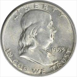 1953-D Franklin Silver Half Dollar AU Uncertified #833