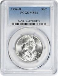 1954-D Franklin Silver Half Dollar MS64 PCGS