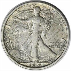 1917-D Walking Liberty Silver Half Dollar Reverse AU Uncertified #133