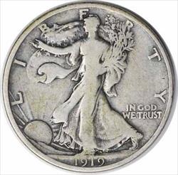 1919-D Walking Liberty Silver Half Dollar F Uncertified #128