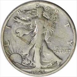 1921-S Walking Liberty Silver Half Dollar F Uncertified #955