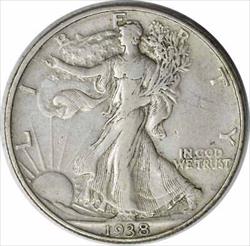 1938-D Walking Liberty Silver Half Dollar EF Uncertified #307