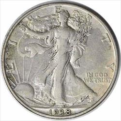 1938-D Walking Liberty Silver Half Dollar EF Uncertified #311