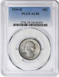 1934-D Washington Silver Quarter AU58 PCGS