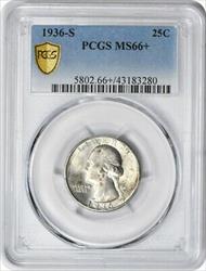 1936-S Washington Silver Quarter MS66+ PCGS