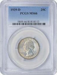 1939-D Washington Silver Quarter MS66 PCGS
