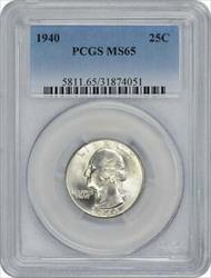 1940 Washington Silver Quarter MS65 PCGS