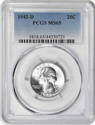 1942-D Washington Silver Quarter MS65 PCGS