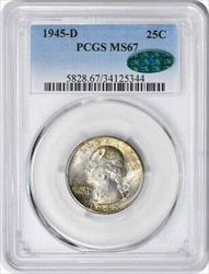 1945-D Washington Silver Quarter MS67 PCGS (CAC)