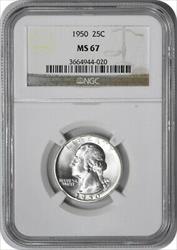 1950 Washington Silver Quarter MS67 NGC