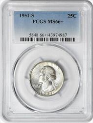 1951-S Washington Silver Quarter MS66+ PCGS