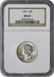 1951 Washington Silver Quarter MS67 NGC