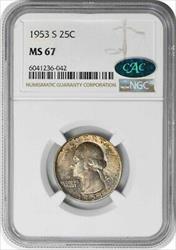 1953-S Washington Silver Quarter MS67 NGC (CAC)