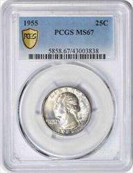 1955 Washington Silver Quarter MS67 PCGS