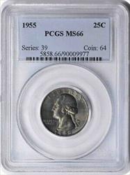 1955 Washington Silver Quarter MS66 PCGS Toned
