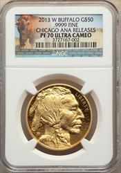 2013-W $50 One-Ounce Gold Buffalo PR DC Modern Bullion Coins NGC MS70