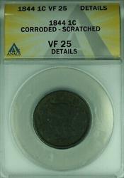 1844 Braided Hair Large Cent  ANACS  Details Corroded-Scratched  (42)