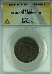 1836 Coronet Head Large Cent  ANACS  Details Damaged-Corroded  (42)