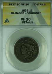 1837 Coronet Head Large Cent  ANACS  Details Damaged-Corroded  (42)