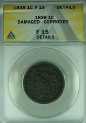 1838 Coronet Head Large Cent  ANACS  Details Damaged-Corroded  (42)