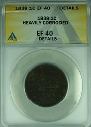 1838 Coronet Head Large Cent  ANACS  Details Heavily Corroded  (42)