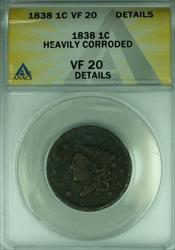 1838 Coronet Head Large Cent  ANACS  Details Heavily Corroded  (42A)