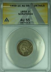 1859 Indian Head Cent 1c ANACS  Details Scratched (10)