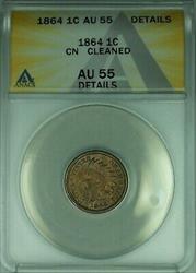 1864 Indian Head Cent 1c ANACS  CN Details Cleaned (10)