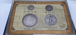 San Francisco Mint Silver Set 4 Circulated Coins in Plastic Holder & Case