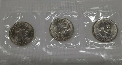 1980 Susan B. Anthony Dollar $1 Coin Souvenir Set - 3 Coins P,D,S in OGP