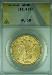 1891 S Liberty Head $20 Double Eagle   ANACS  (A)