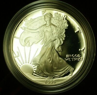 1995 P Proof American  Eagle S$1 1 Oz Troy .999 Fine With COA & OGP