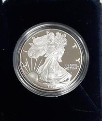 1999 P Proof American  Eagle S$1 1 Oz Troy .999 Fine With COA & OGP