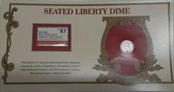 Liberty Head s 1857 Seated Liberty Dime W/Stamp in Information Card