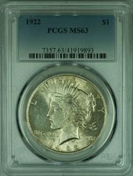 1922 Peace   S$1 PCGS Lightly Toned (35B)