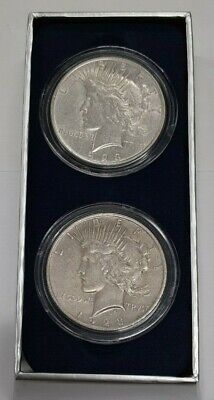 Pair of 1923 Peace  s in Capsules and Box  Circulated