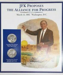 1976 Kennedy Half  BU Pair W/Stamp JFK Proposes Alliance/Progress PCS Set