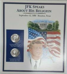 2008 Kennedy Half  BU Pair W/Stamp JFK Speaks About His Religion PCS Set