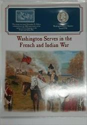 1936 Washington  Quarter on Historical Card W/Stamp French & Indian War