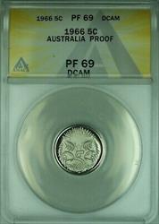 1966 Australia Proof 5 Cent Coin  ANACS  DCAM  (WB2)