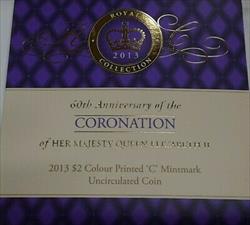 2013 Australia $2 Coin Commemorating the 60th Anniv Coronation of Elizabeth II