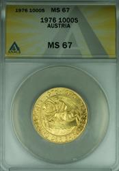 1976 Austria 1000 Schilling Babenberg Dynasty Millennium Gold Coin ANACS