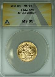 1964 Great Britain Sovereign Gold Coin ANACS