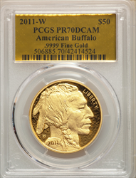 2011-W $50 One-Ounce Gold Buffalo DC Modern Bullion Coins PCGS MS70