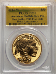 2013-W $50 One-Ounce Gold Buffalo Reverse Proof First Strike PR Modern Bullion Coins PCGS MS70