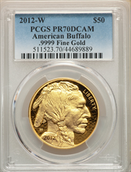 2012-W $50 One-Ounce Gold Buffalo PR DC Modern Bullion Coins PCGS MS70